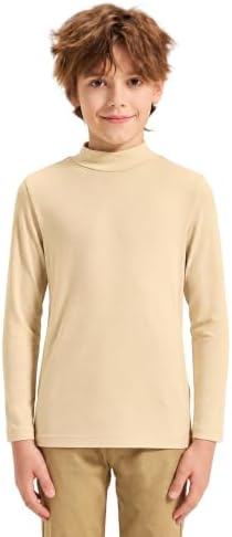 Boy Turtleneck Shirts Long Sleeve Thermal Top - Beige