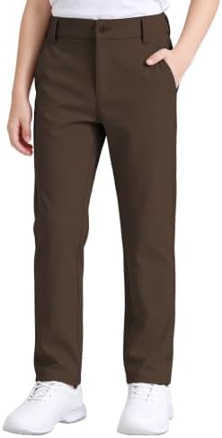 Boys' Golf Dress Pants Quick-Dry Stretch Flat Front - Brown