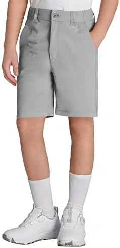 Boys Golf Shorts Youth School Uniform Flat Front Dress - Light Gray
