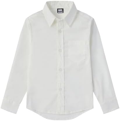 Boys' Long Sleeve Button Down Toddler Dress Shirt Oxford Uniform Shirt with Chest Pocket White 3T