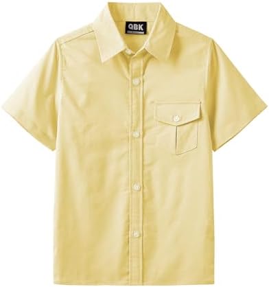 Boys' Short Sleeve Classic Collawhite Button Down Shirts - Yellow
