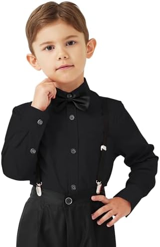 Boys Wrinkle-Resistant Long Sleeve Button Down Shirt - Black