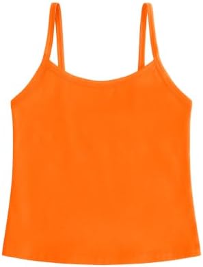 Girl Neon Pink Tank Top Camisole Cotton Cami Spaghetti - Orange