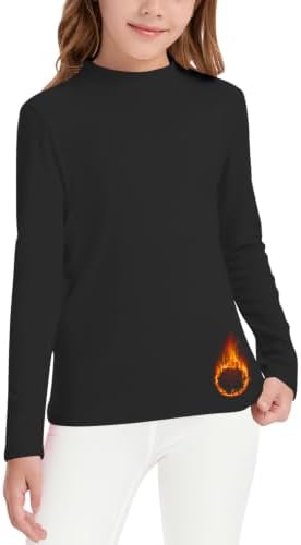 Girls' Basic Long Sleeve Mock Turtleneck Fleece T-Shirt - Black
