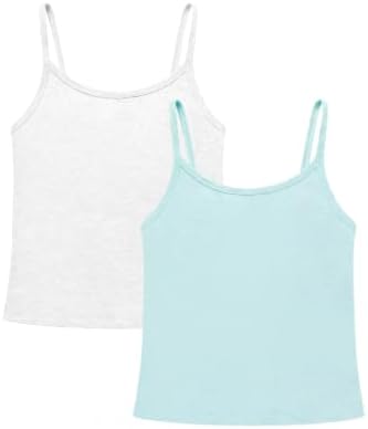 Girls Camisole with Built in Bra Training Bras Bralette - White Blue