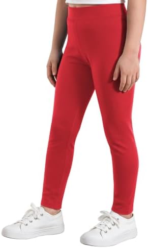 Girls'Cotton Leggings Stretch Footless Tights - Red