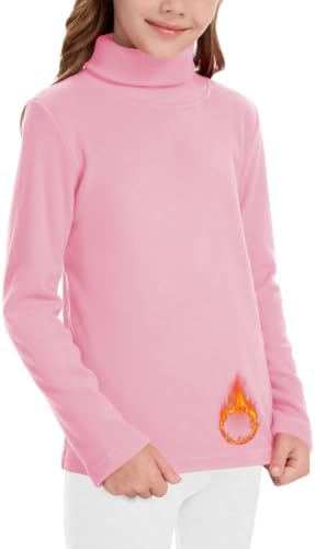 Girls' Long Sleeve Fleece Turtleneck T-Shirt - Pink