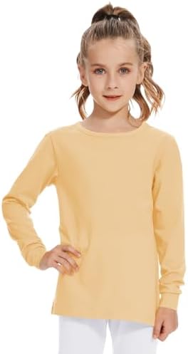 Girls Long Sleeve Shirts Kids Cotton T-Shirt - Beige