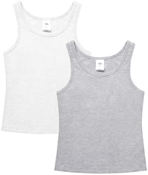 Girls Tank Top with Built in Bra Training Bras Camisole - White Grey