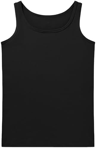 Girls Tank Tops Cotton Dance Basic Sleeveless Undershirts - Black