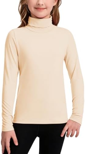 Girls' Turtleneck Basic Long Sleeve T-Shirt Light Purple - Nude
