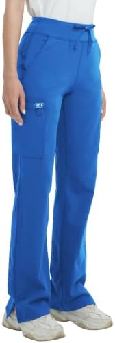 High Rise Yoga Scrub Pants Women - Straight Wide Leg - Royal Blue