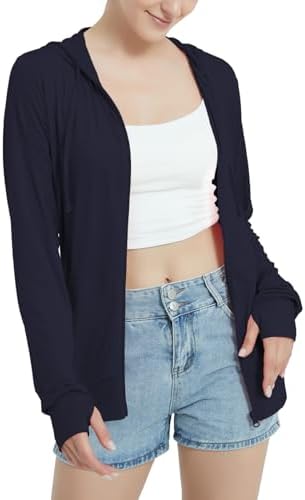 Lightweight Zip Up Hoodies Thin Summer Jackets - Navy