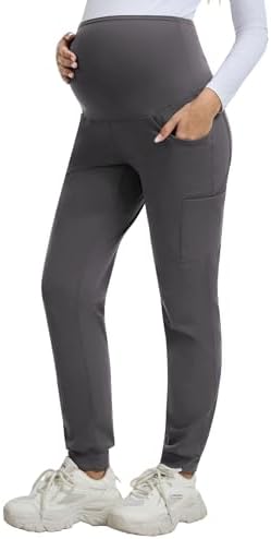 Maternity Jogger Scrub Pants for Women, High-Rise - Dark Grey