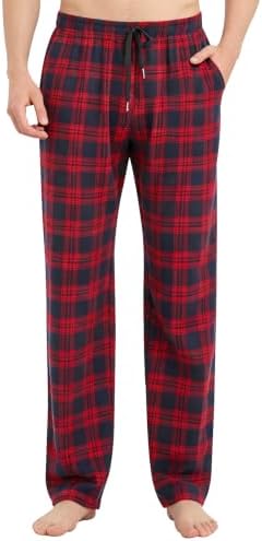 Men's Tall Plaid Pajama Pants 34 Inseam Lounge Sleepwear - Red