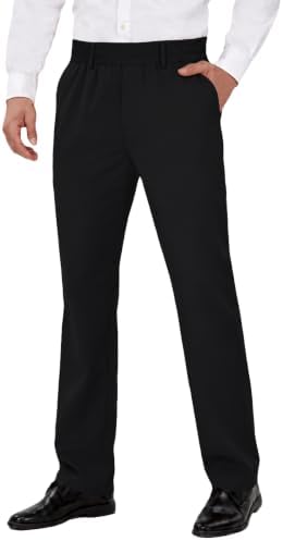 Mens Elastic Waist Pants for Seniors, Magnetic Closure - Black