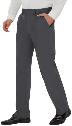 Mens Elastic Waist Pants for Seniors, Magnetic Closure - Grey