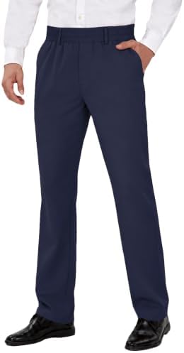 Mens Elastic Waist Pants for Seniors, Magnetic Closure - Navy