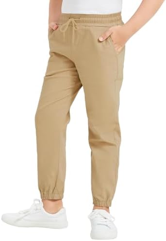 Pull on Stretch School Uniform Pant Jogger Pants - Khaki