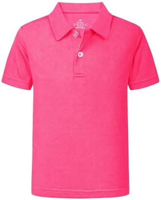 2T-16Y Boys' School Uniform Pique Polo Kids Performance Neon Short Sleeve Collared Golf Shirt for Toddler to Youth