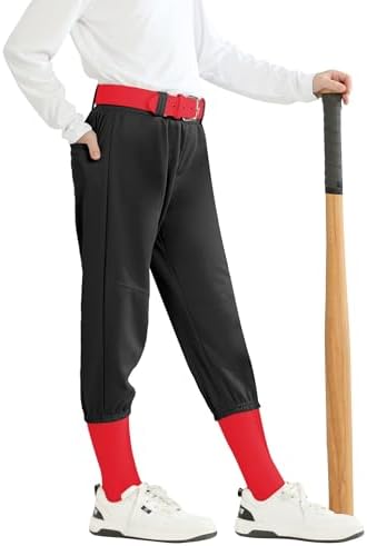 Toddler Girls' Softball Pants Boys' Baseball Pant tee Ball Pants Fastpitch Pants with Pockets