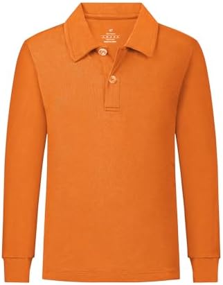 2T to Youth Boys' Long Sleeve School Uniform Pique Polo Toddler Kids Neon Collared Golf Shirt