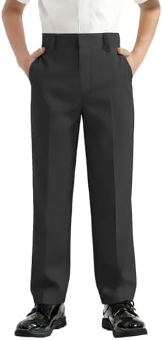 Boys Flat Front Dress Pants Adjustable Waistband for Boys 4‑20 Years