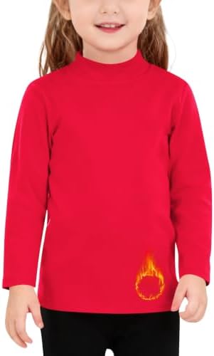 Girls' Basic Long Sleeve Mock Turtleneck Fleece T-Shirt () Red