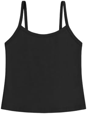 Girls Black Tank Top Camisole Cotton Cami Spaghetti Strap Undershirt