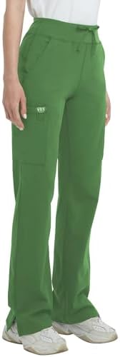 High Rise Yoga Scrub Pants Women - Straight Wide Leg Uniform Pants with Cargo Pocket, Anti-Wrinkle & Knit Yoga Waistband