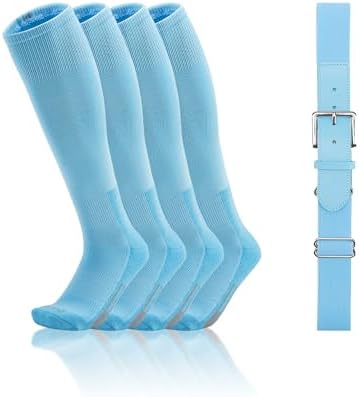 Toddler Baseball Socks And Belt Set, 2 Pairs of Socks & 1 Belt