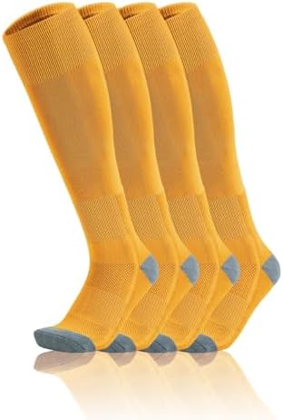 Toddler Baseball Socks Youth Softball Tee Ball Kids Soccer Socks for Boy Girl 2 Pairs Yellow 11-13Y