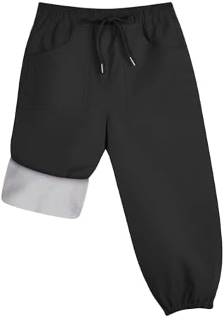 Toddler Snow Pants Kids Fleece Lined Waterproof Ski Pants for Boys & Girls Black