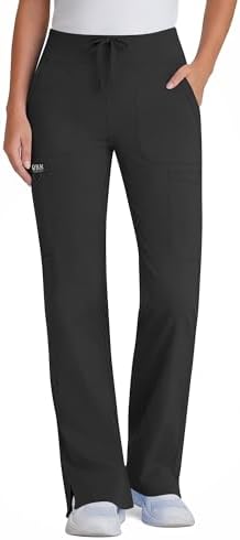 Yoga Scrub Pants Women High Waist Straight Wide Leg Uniform Pants Black