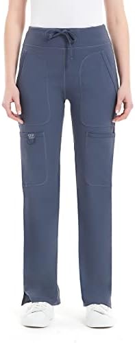 Yoga Scrub Pants Women Mid Rise Yoga Work Pants- Five Pocket Cargo Scrub Pant