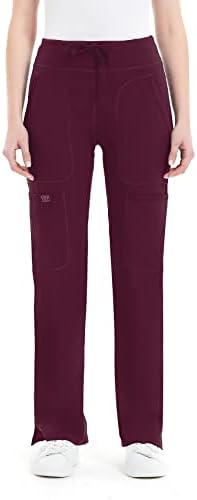 Yoga Scrub Pants Women Mid Rise Yoga Work Pants- Five Pocket Cargo Scrub Pant