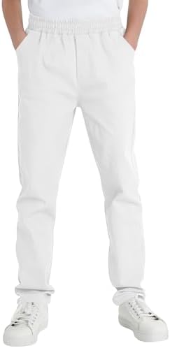 Relaxed Fit Stretch School Uniform Pant Chino Pants - White