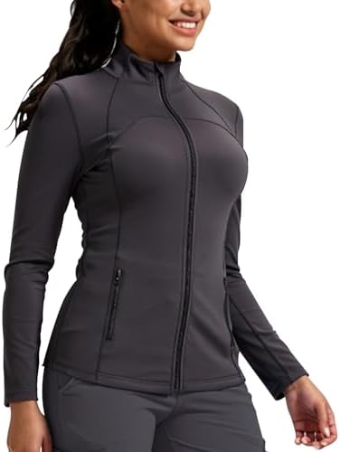 Scrub Jackets for Woman Zip Up Nurse Jacket 4-Way - Dark Grey