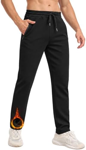 Tall Mens 34" Inseam Fleece Lined Winter Sweatpants Extra - Black