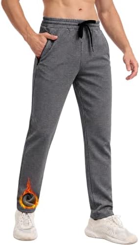Tall Mens 34" Inseam Fleece Lined Winter Sweatpants Extra - Dark Heather Grey