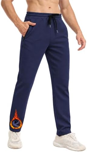 Tall Mens 34" Inseam Fleece Lined Winter Sweatpants Extra - Heather Dusty Blue