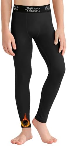 Toddler Fleece Lined Compression Pants Thermal Base Layer - Black