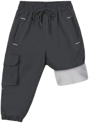 Toddler Snow Pants Fleece Lined Waterproof Ski Pants - Black Grey