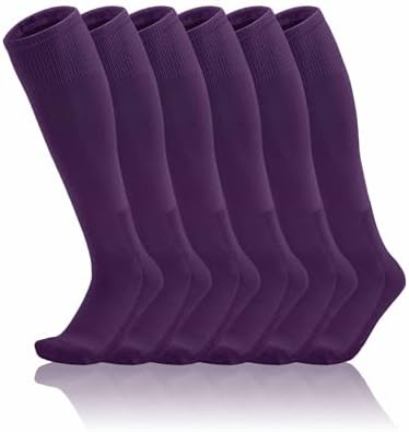 Toddler To Youth Baseball/Softball Socks - Soccer T-Ball 3-Pair Set - Purple