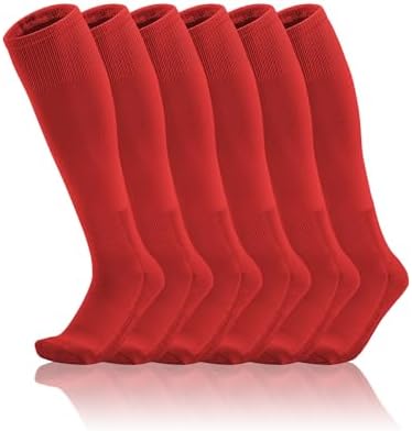 Toddler To Youth Baseball/Softball Socks - Soccer T-Ball 3-Pair Set - Red