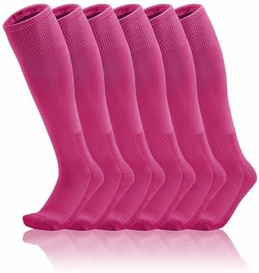 Toddler To Youth Baseball/Softball Socks - Soccer T-Ball 3-Pair Set - Rose Red