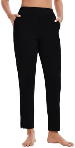 Women's Petite Ankle Pants 25"/27" Stretchy Pull On Work - Black