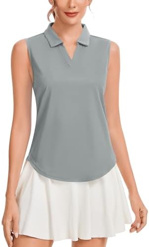 Women's Sleeveless Golf Polo Shirts V-Neck - Grey