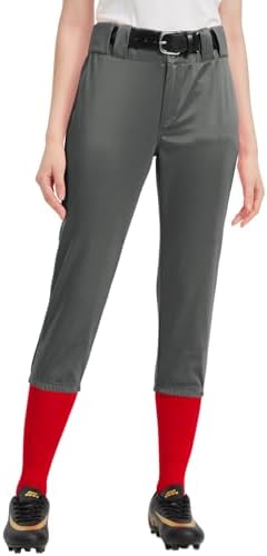 Women's Softball Pants - Lightweight Quick Dry Polyester - Dark Grey